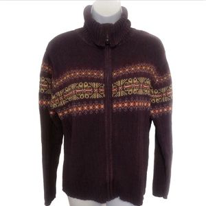 Heirloom Collectibles Fair Isle Nordic Sweater Cardigan Medium Zip Up Women’s